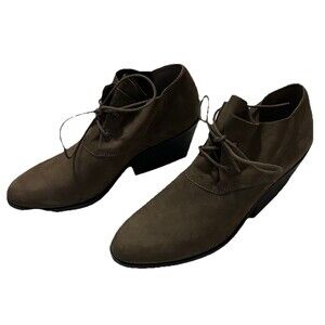 Eileen Fisher Charlie Nubeck Leather Booties Lace Up Gray - Size 8.5